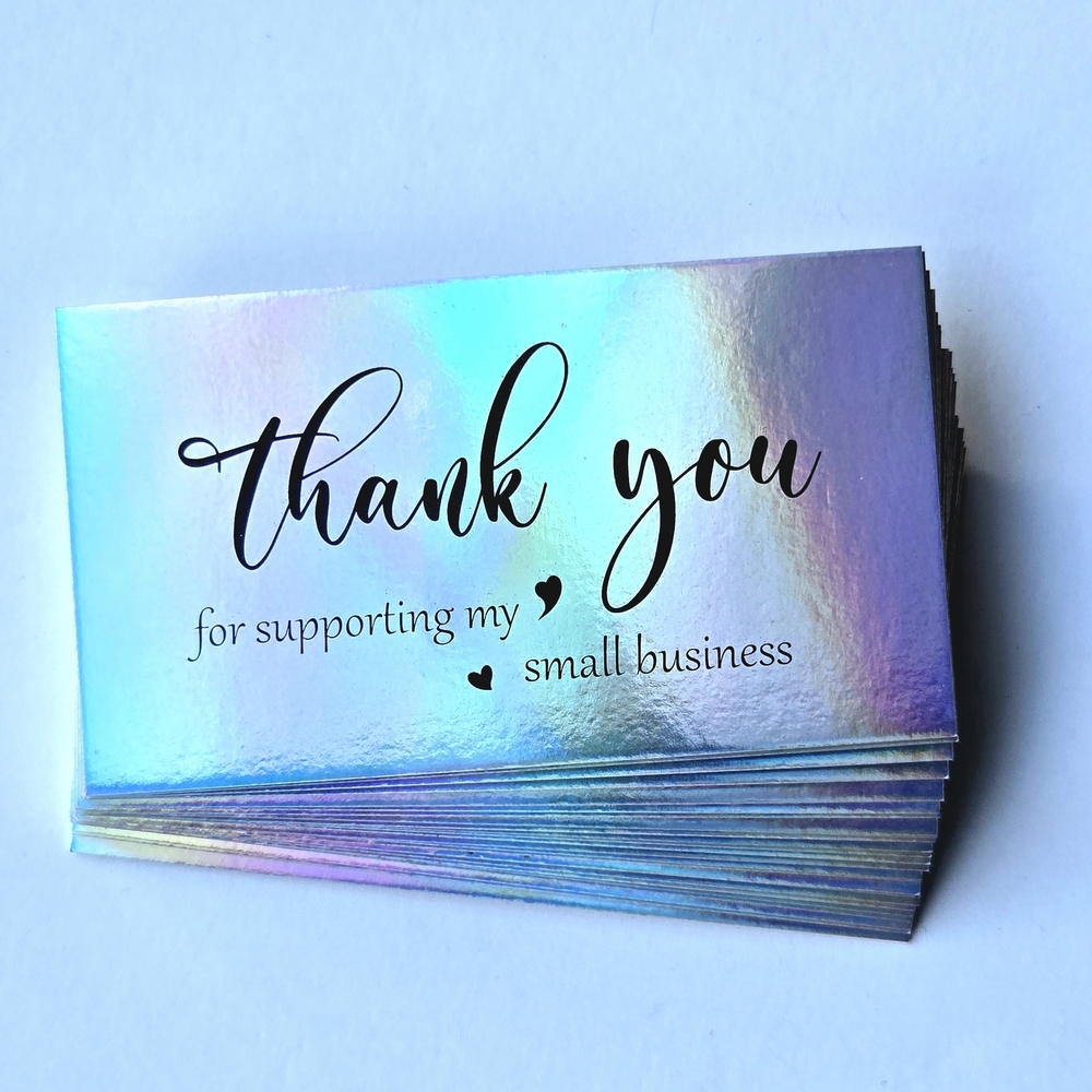 20 PK Holographic Thank You Cards for Small Business - Picture 2 of 6